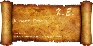 Kunert Ervin névjegykártya